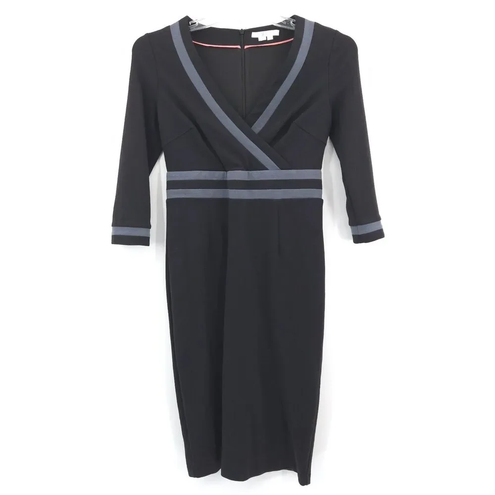 Boden Nellie knit ponte dress Size 6p black & gray stretch 3/4 sleeve‎ career - Picture 2 of 10
